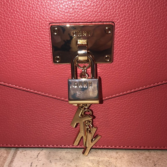 DKNY ELISSA LG SHOULDER NWT GOLD HARDWARE SALMON - Picture 3 of 8